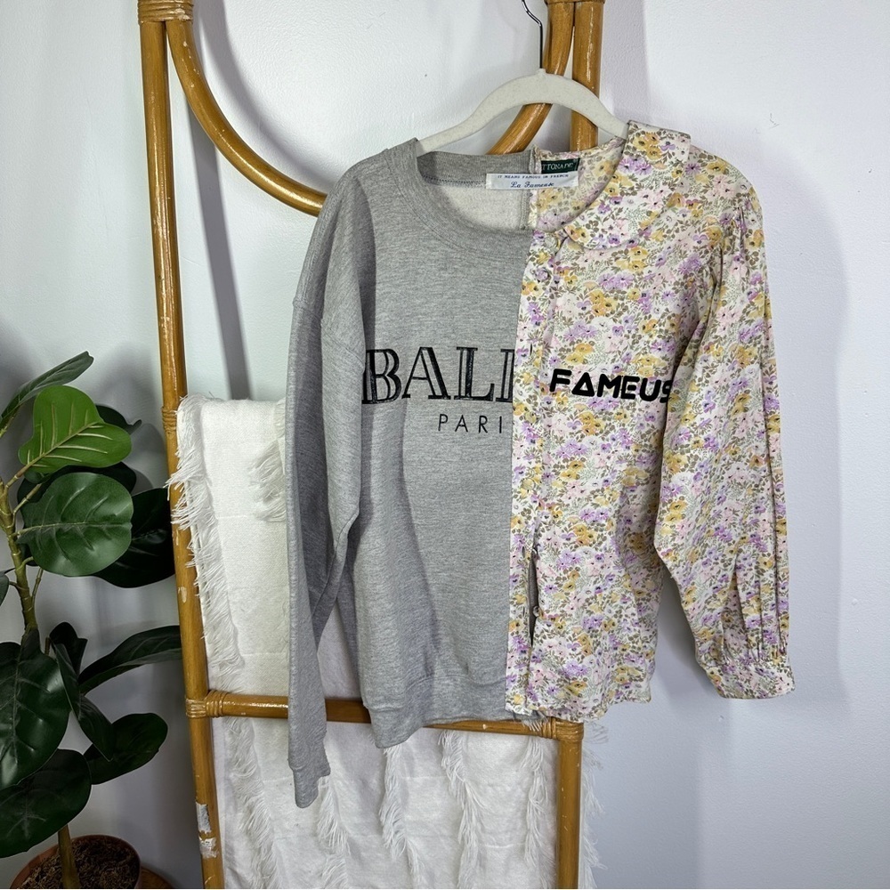 Rework Long Sleeve Crewneck Floral Pullover sz M